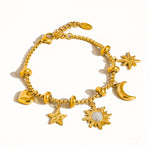 Fenix 18K Gold Non-Tarnish Star And Moon Charm Bracelet