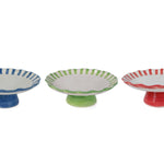 Ceramic Stripe Cake Stand,Red - 10 x 10 x 3.75 Inches