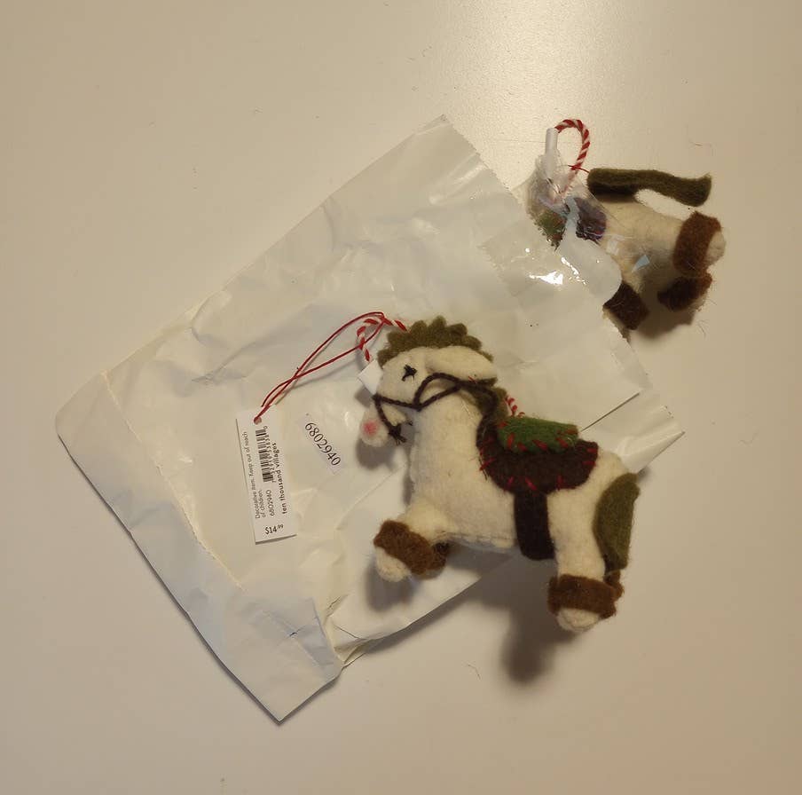 * Felt Saddled Horse Ornament