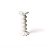 Signature White Medium Ruffle Knobbed Candle Holder