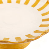 Ceramic Stripe Cake Stand, Yellow  - 10 x 10 x 3.75 Inches