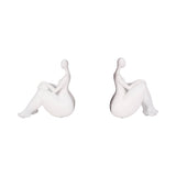 Resin Abstract Sitting Ladies Bookends Set - White, 6 in.