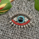 Sparkling Rhinestone Devil's Eye Brooch
