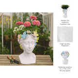Planter - White Polyresin Lady with Butterflies, 7 in.