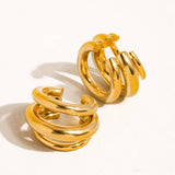 Ames 18K Gold Non-Tarnish Trilayer C Hoop Ear Cuff