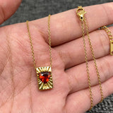 Sparkling Heart Zircon Charm 18K Gold Plated SS Necklace-FGS