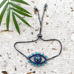 Eye multi blue slider bracelet boutique salon spa jewelry