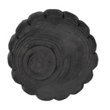 Black 9 in. Wood Round Solid Scalloped Bowl