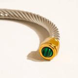 Vail 18K Gold Non-Tarnish Stone Braided Bangle