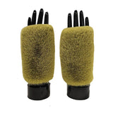 Fingerless faux fur mitten / glove with suede grip