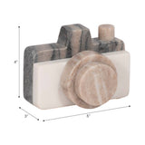 Decorative Figurine - Multicolor Marble Camera Shape,  5 in.