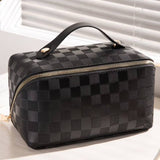 ._ SI-25928 Vegan Leather Checkered Makeup Bag