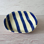 Ceramic stripe  Bowl, Blue 7x5x2 Inches