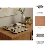 Trays Set of 2 - Black/White Wood Handled, 18/22 in.