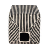 Black/White 8 in. Stoneware Square Vase with Lines