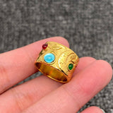 Hammered 18K Gold Plated S.Steel Star Moon Ring - FGS/MS