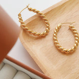 Brook Gold Non-Tarnish Braided Hoop Earring