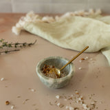 Elise Light Green Onyx Marble Bowl And Spoon Brass, Set Of 2