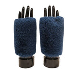 Fingerless faux fur mitten / glove with suede grip