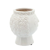 Decorative Planter - White Ceramic Grandma Face, 6 in.