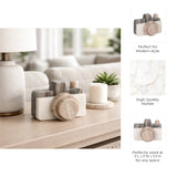 Decorative Figurine - Multicolor Marble Camera Shape,  5 in.