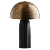 14.5"H Mushroom Brass Dome Shade Cylinder Table Lamp
