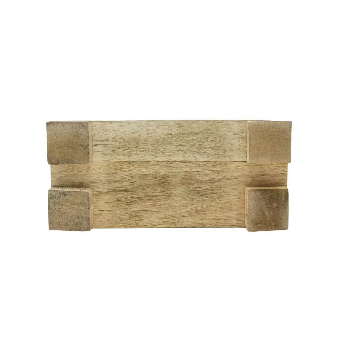 Wooden cutting board with a rustic finish on a white background