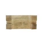 Wooden cutting board with a rustic finish on a white background