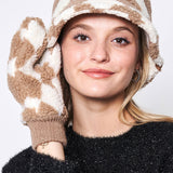 Diamond Pattern Sherpa Warm Mittens Winter Gloves