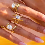 Geometric Solitaire Rings Waterproof