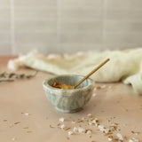 Elise Light Green Onyx Marble Bowl And Spoon Brass, Set Of 2