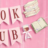 Book Club Banner | girls night, book party, wine, pink | 5"