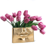 Lg Rectangle Lip Vase-Gold-3x11.5"W-3140