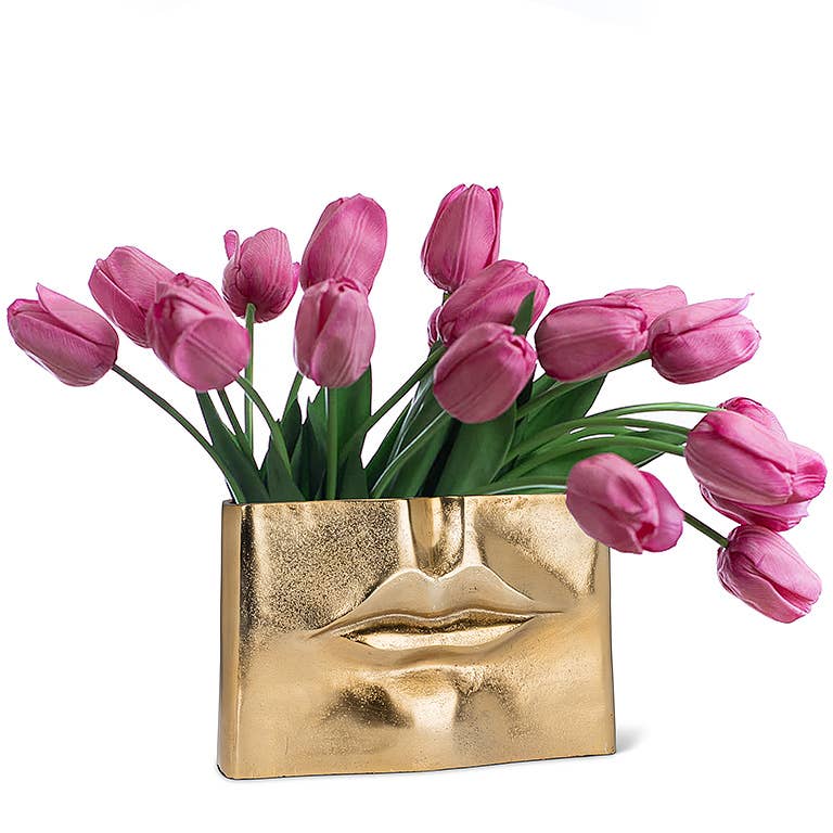 Lg Rectangle Lip Vase-Gold-3x11.5"W-3140
