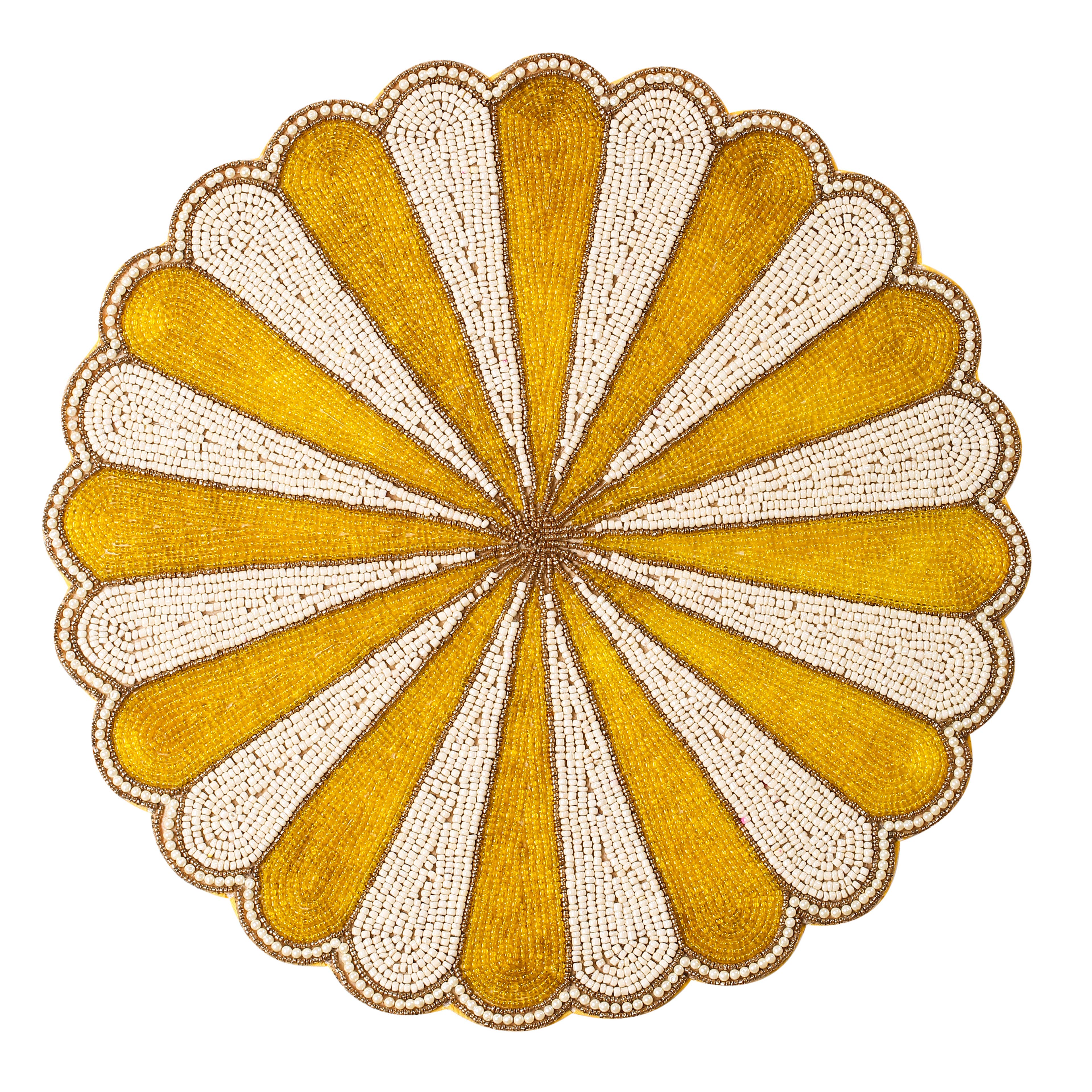 Yellow Floral Beaded Placemat