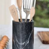 Marble Utensil Holder, Black,  4.75" x 4.75" x 7"