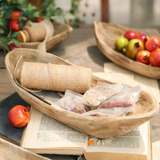 Retro Wooden Boat-Shaped Fruit Platter – Handmade Paulownia Wood Serving Tray