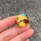 Hammered 18K Gold Plated S.Steel Star Moon Ring - FGS/MS