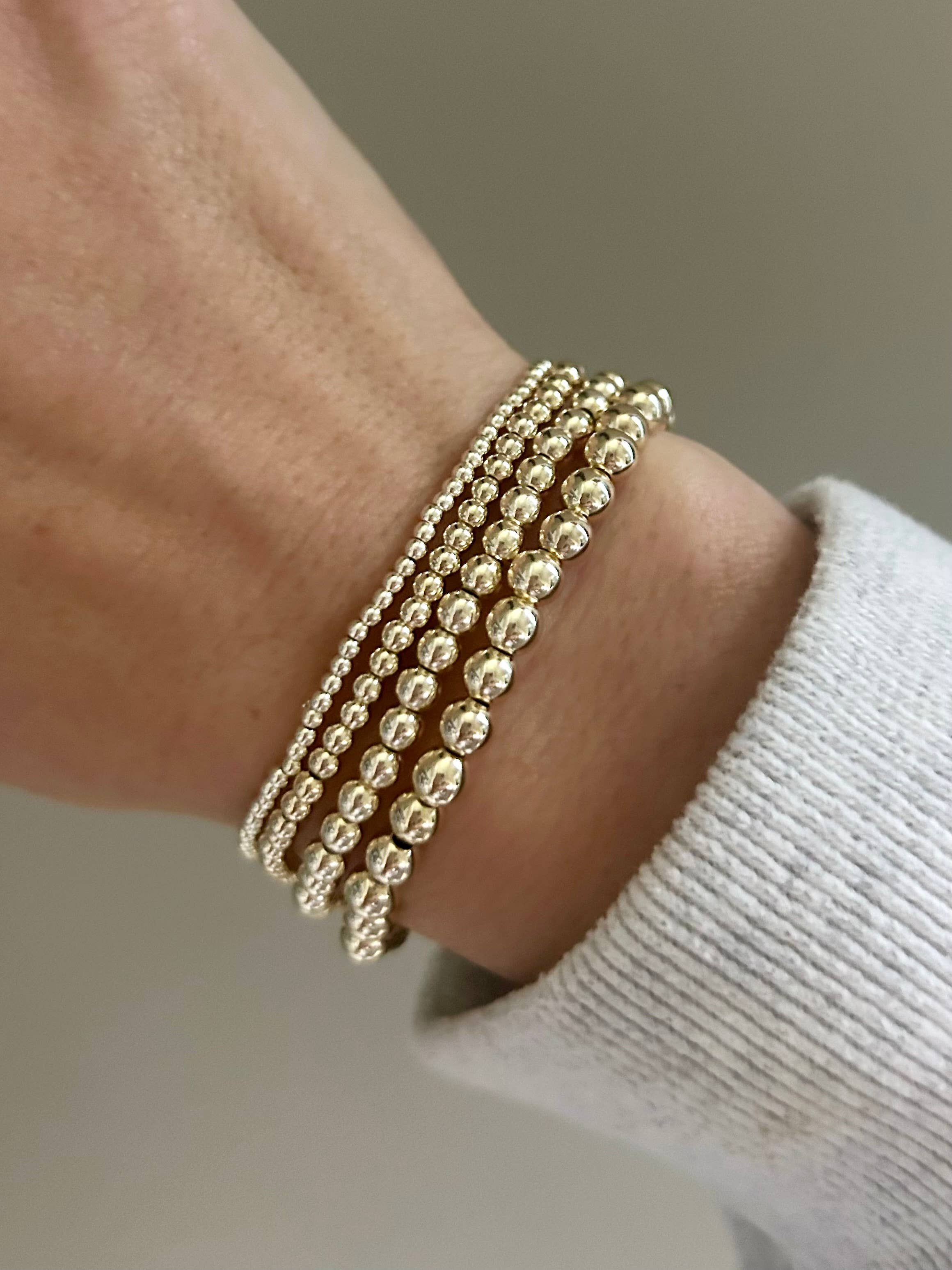 Classic Gold Beaded Stretch Bracelet Jewelry