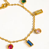 Sydney 18K Gold Non-Tarnish Multi CZ Tassel Bracelet