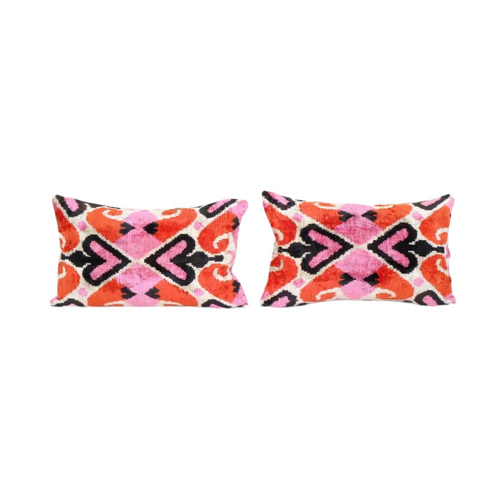 Pink Silk Ikat Velvet Pillow