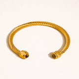 Vail 18K Gold Non-Tarnish Stone Braided Bangle