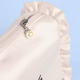 Embroidered Bride Satin Cosmetic Bag | bridal, ruffle, gift