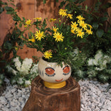 Decorative Planter - Ivory/Yellow Ceramic Artsy Face, 7 in.