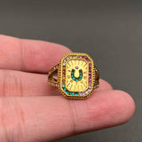 Inlaid CZ Enamel 18K Gold Plated Stainless Steel Ring - FGS