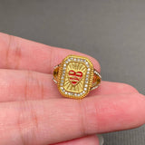 Inlaid CZ Enamel 18K Gold Plated Stainless Steel Ring - FGS