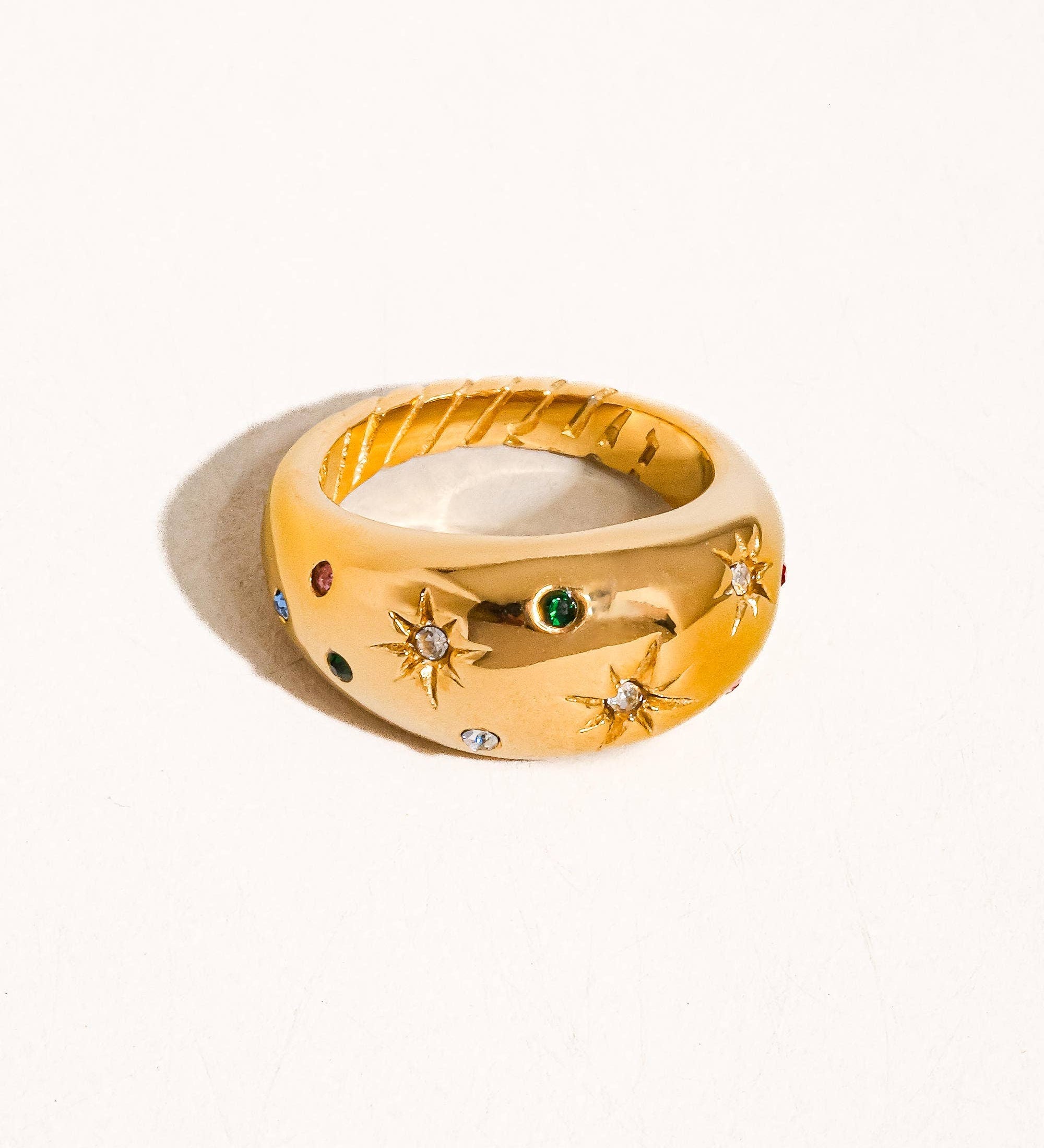 Angela 18K Gold Non-Tarnish Star Dome Ring