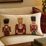 Embroidered Nutcracker Velvet 12"x20" Throw Pillow