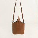 Elle - Minimalism Style Genuine Leather Bucket Shape Bag
