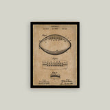 Vintage Football Map Framed Antique Art